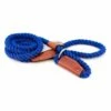Cotton Rope & Leather Nautical Blue Leash 6ft