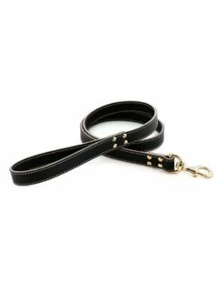 Lake Country Stitched Leather Lead Black