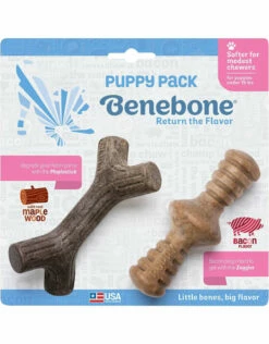 BENEBONE Puppy Bacon 2 Pack Stick & Zaggler