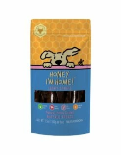 HONEY I'M HOME Buffalo Jerky Strips Dog Treat 3.5 Oz.