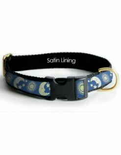 MACKENZIE Moon And Stars Dog Collar Blue 1.5in
