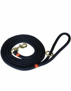THE BELTED COW Maine Dock Line Dog Lead In Navy With Orange Trim