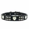 WOOF WEAR Leather Dog Collar Heart & Heavy Black