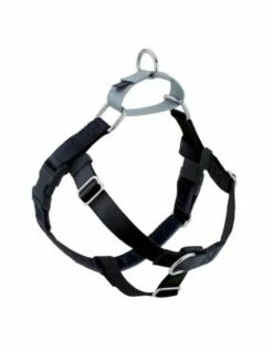 2 HOUNDS DESIGN Freedom No-Pull Harness And Leash Black And Silver