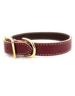 Lake Country Stitched Leather Collar Burgundy