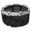 PET LIFE Lightweight Easy Folding Collapsible Travel Pet Playpen Black & White